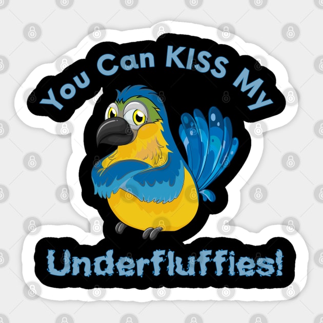 Blue Gold Macaw Parrot Kiss Underfluffies Sticker by Einstein Parrot